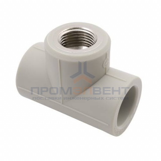 Тройник с переходом на внутреннюю резьбу FV-Plast - 25 x 3/4" (для полипроп.труб, цвет серый)