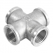 Крестовина латунная резьбовая равнопроходная STOUT (ВР) - 1/2" (никелированная)