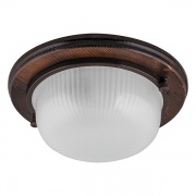 Светильник для бани термостойкий 130° на деревянной основе Орех, IP54 E27 круг НБО 03-60-021