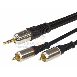 Шнур 3.5 Stereo Plug-2RCA Plug 1.5М GOLD металл