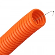Труба гофрированная ПНД HF d20мм с протяжкой, безгалогенная оранжевая [бухта 100м]