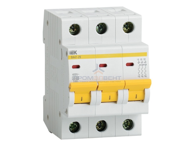Автоматический выключатель ВА47-29 3Р 25А 4,5кА характеристика В ИЭК (автомат)