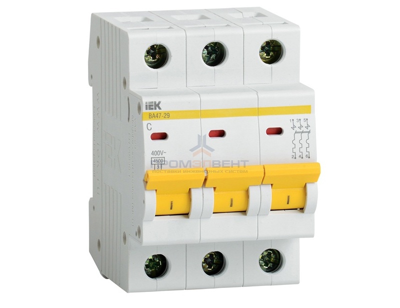 Автоматический выключатель ВА47-29 3Р 10А 4,5кА характеристика С ИЭК (автомат)