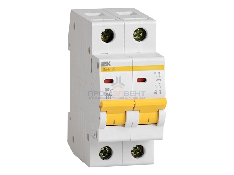 Автоматический выключатель ВА47-29 2Р 6А 4,5кА характеристика D ИЭК (автомат)