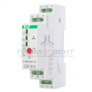 Реле контроля наличия, асимметрии фаз CZF-312 асимметрия 40-80В, задержка откл. 0,3 с, 1NO, 1NC